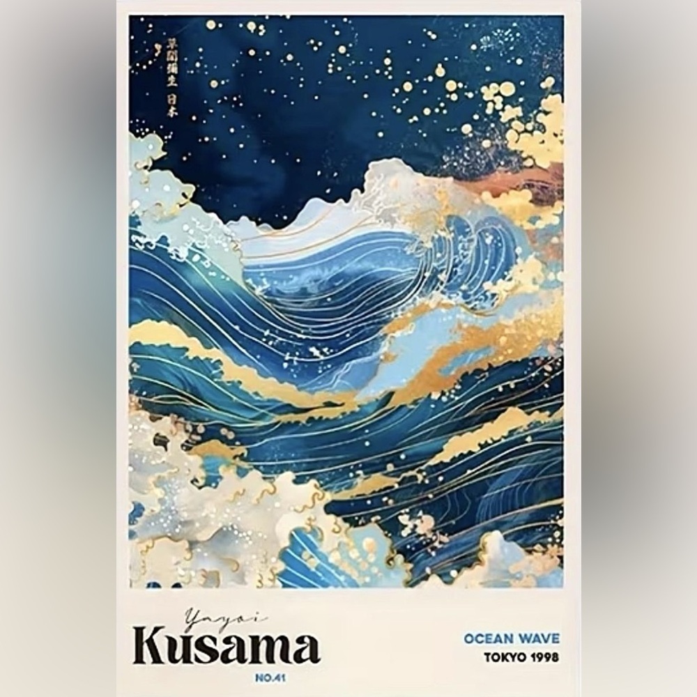 Yayoi Kusama 1998 Tokyo Exhibition Ocean Wave Unframed Canvas Japanese Art Print